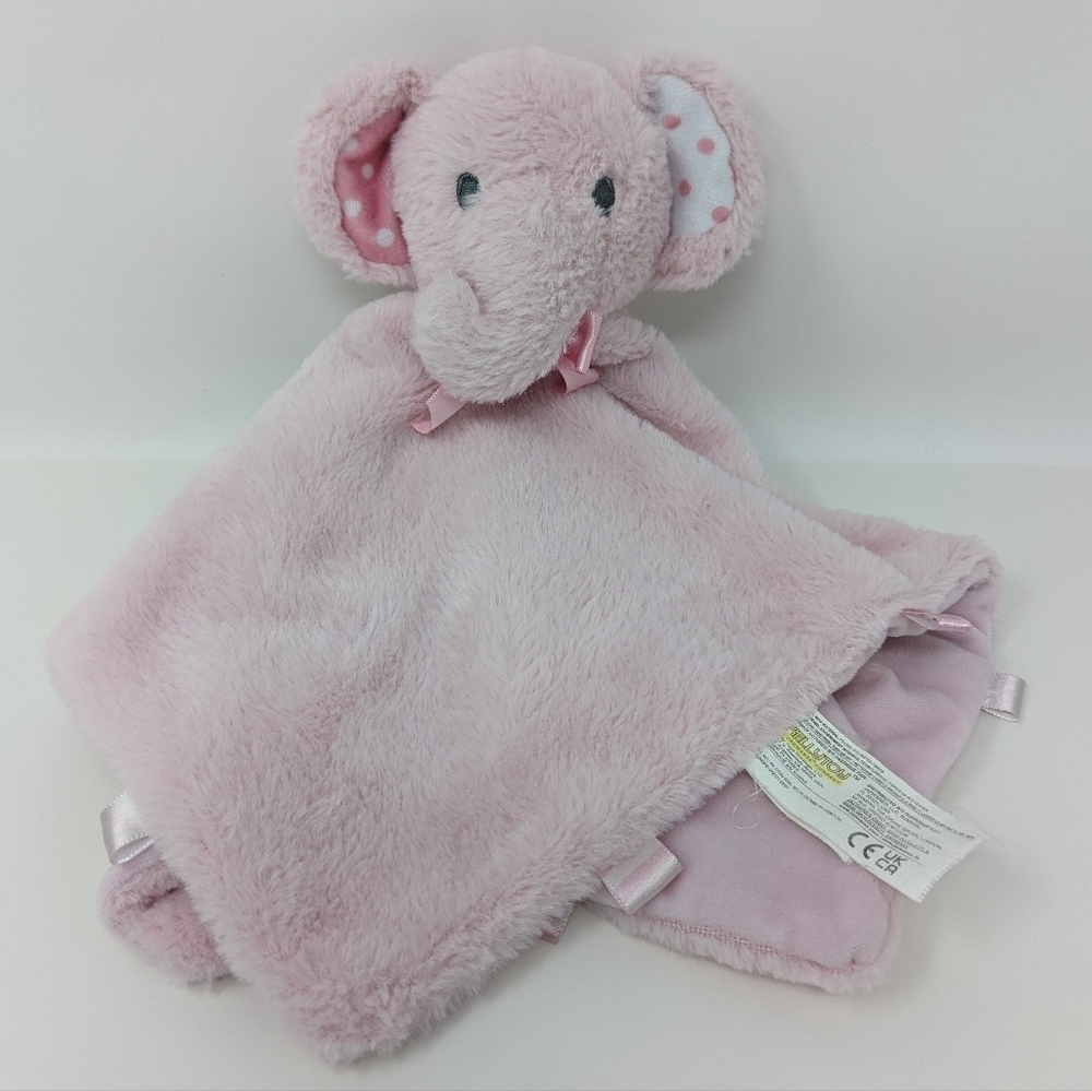 Kellytoy Lovey Elephant Pink Tags Rattle Polka Dots